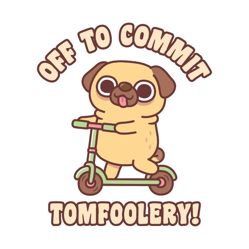 Cute Pug On Kick Scooter Off To Commit Tomfoolery