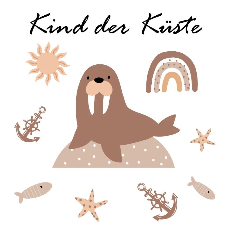 Kind der Küste | Walross, Anker, Regenbogen | Boho