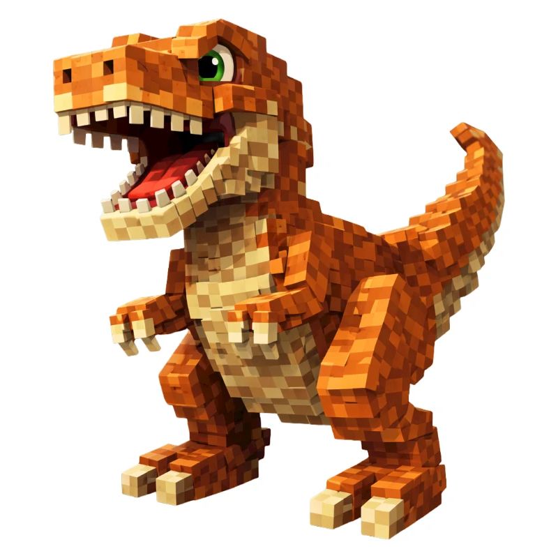 Orange Pixel-T-Rex
