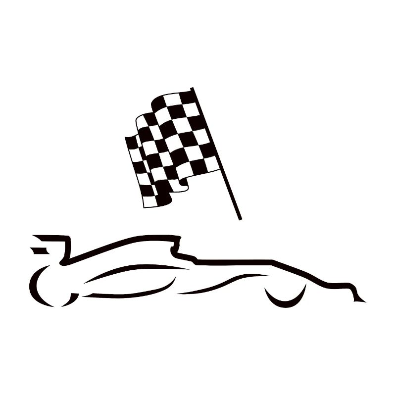 Voitures de course avec drapeaux silhouett