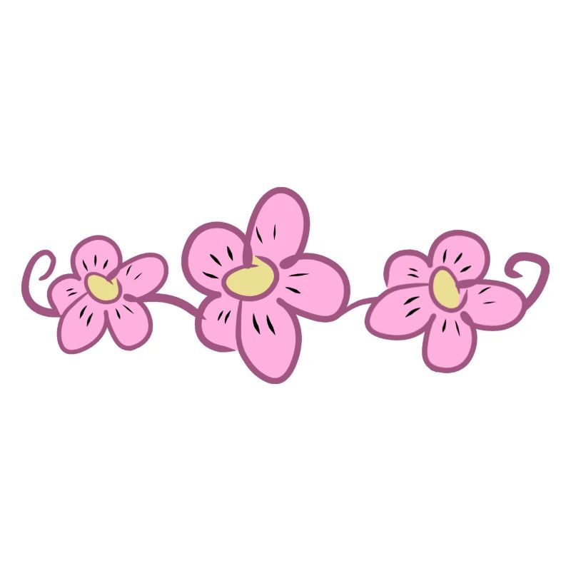 three pink flowers flowers line underlined