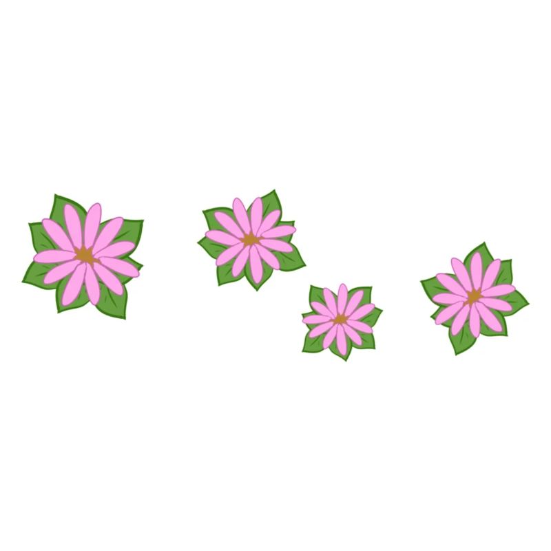 Quatre fleurs roses