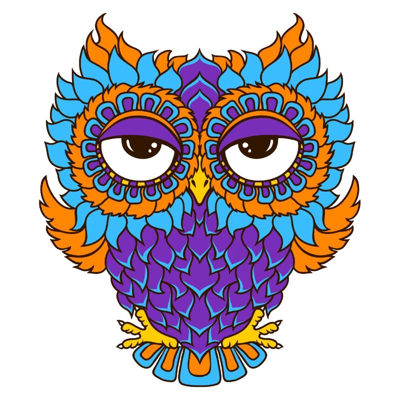 farbenfrohe Eule in Mandala - Optik
