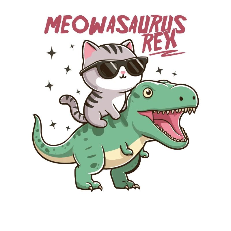 Cool Kitten on T-Rex Funny Dinosaur Trend