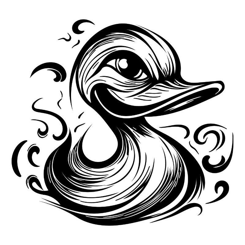 Funny grinning duck with huge beak