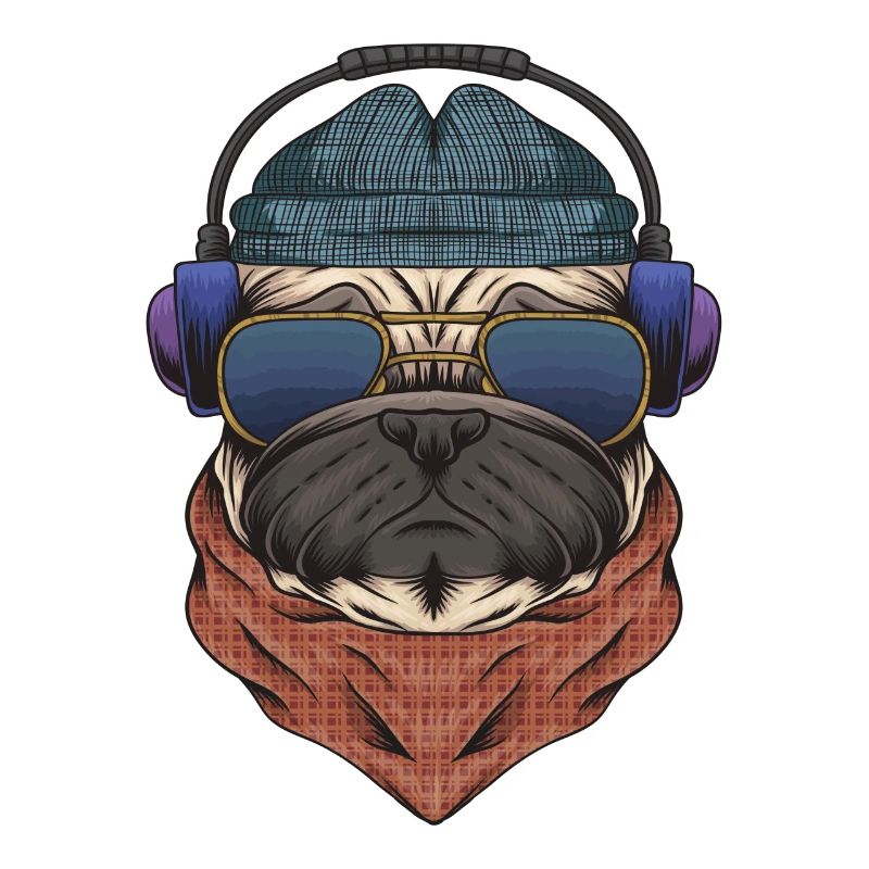 Cooler Mops DJ mit Kopfhörergeschenk für DJs oder Mops