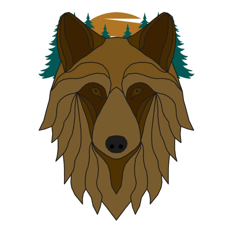 Wolf's Head with Wolf Moon