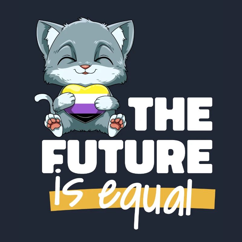 Kawaii Nonbinary Stolz Katze - Non Binary Herz