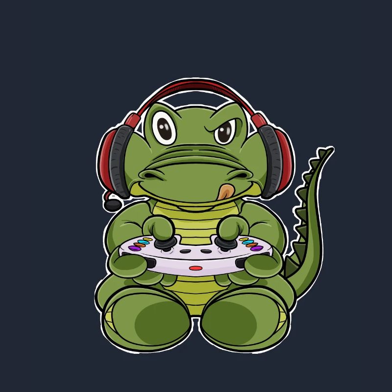 Crocodile With Gaming Controller I Funny Gaming I