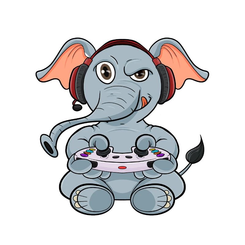 Elephant With Gaming Controller I Funny Gaming I
