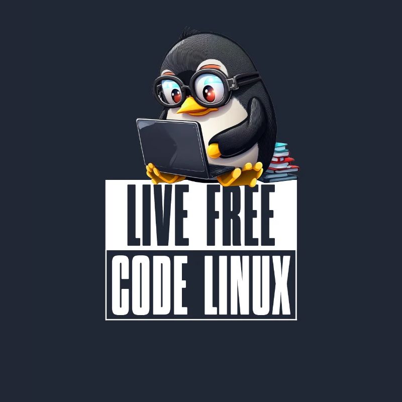 Live Free Code Linux Nerd Tux Nerdy Penguin Coding