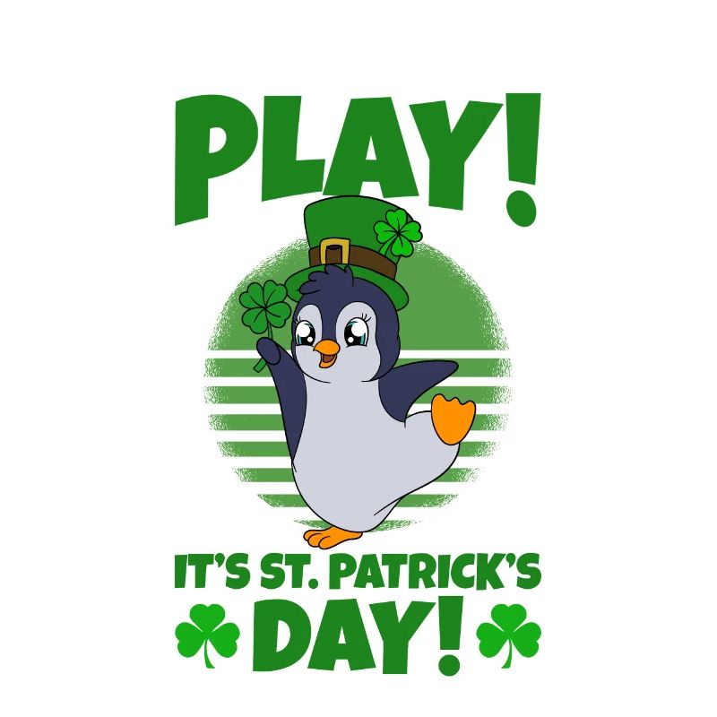 Cute Penguin Shamrocks Saint Patrick's Day Penguin