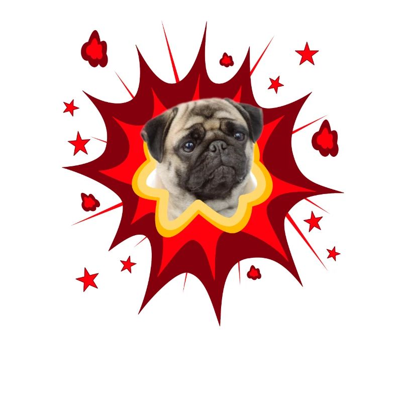 Comic Dog Design - Pow - Pug