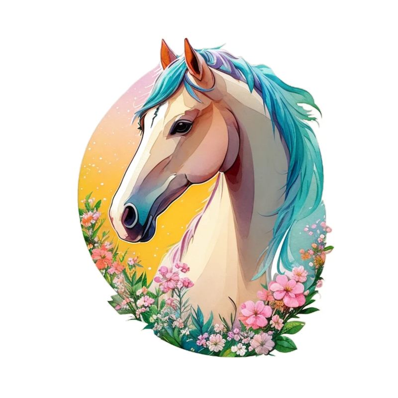 Blumen Pferde Kunst mit süßem Pony Pferd Tier