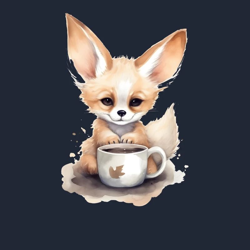Fennec Fox avec style aquarelle café
