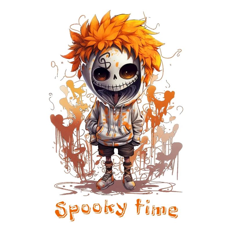 Spooky time Halloween Ghost Time Skeleton Ghost