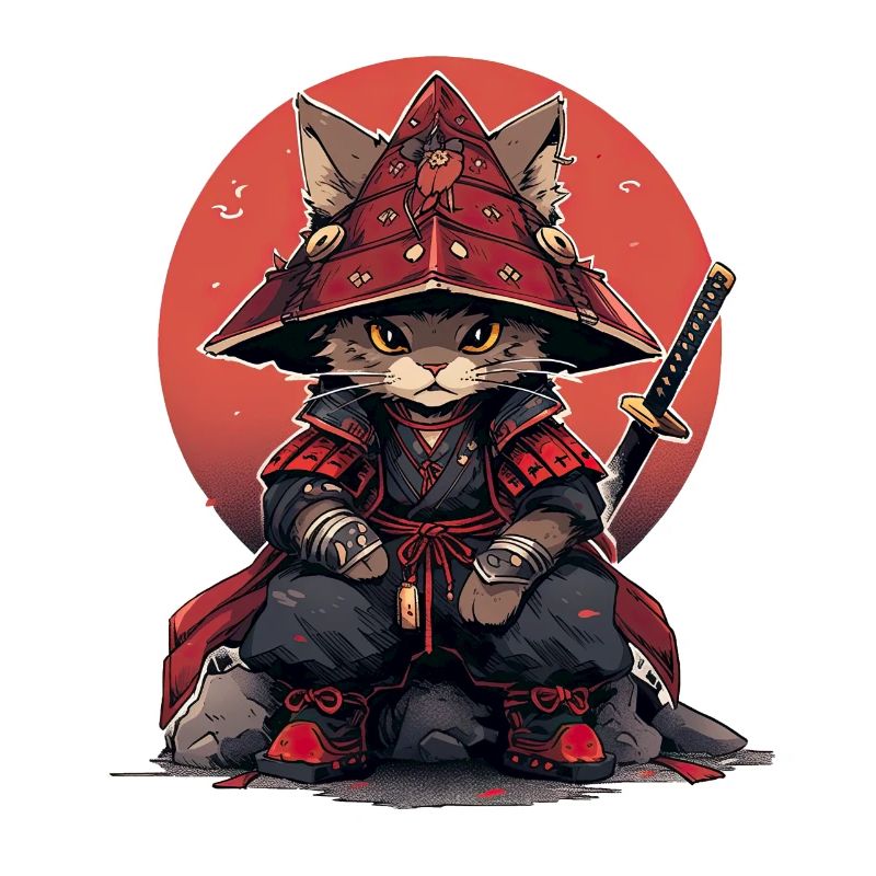 Asia Cat Japanese Samurai Samurai