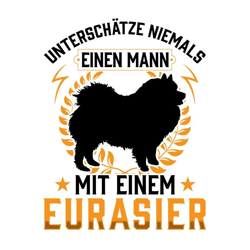Mann mit Eurasier Eurasian Spitz