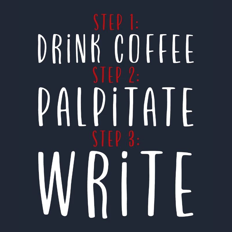 Step 1 Drink Coffee Step 2 Palpitate Step 3 Write2
