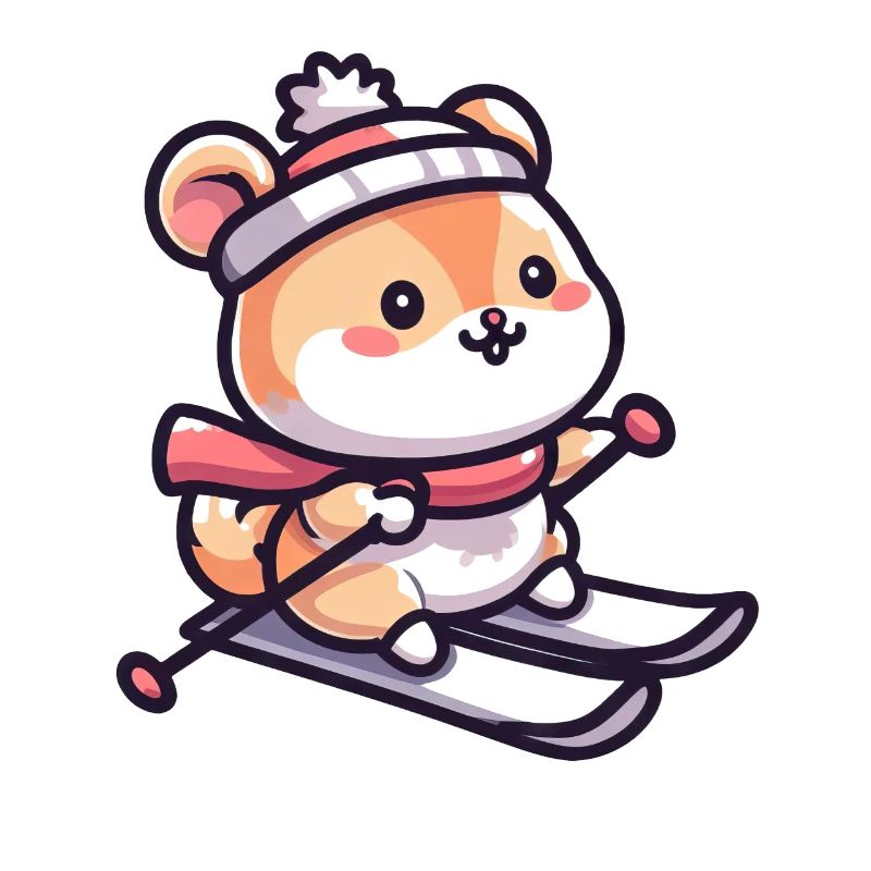 Hamster mignon au ski - Vacances au ski dans le