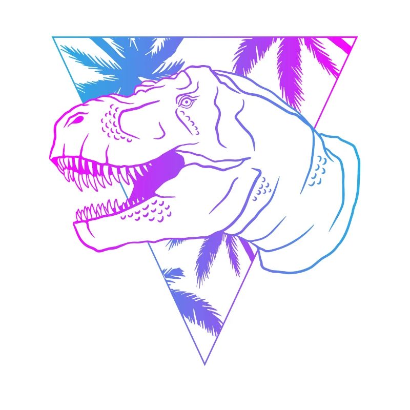 T-Rex Neon Triangle Artwork Gift
