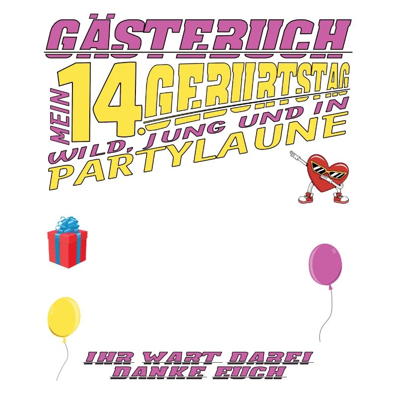 14. Geburtstag Mädchen & Junge Gästebuch