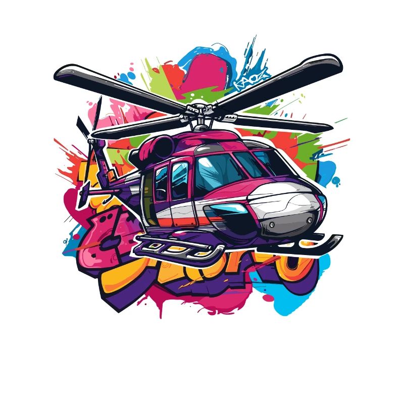 Ein farbenfroher Graffiti Hubschrauber