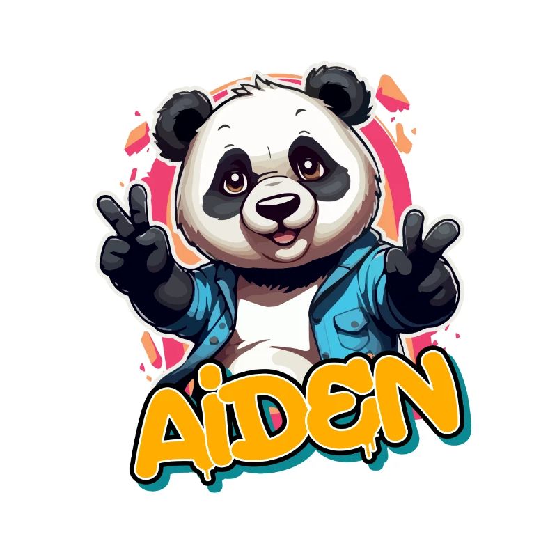 AIDEN - Handsome Boy Name with Cool Panda