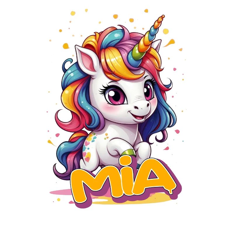 MIA - Schöner Mädchen Name mit süßem Einhorn
