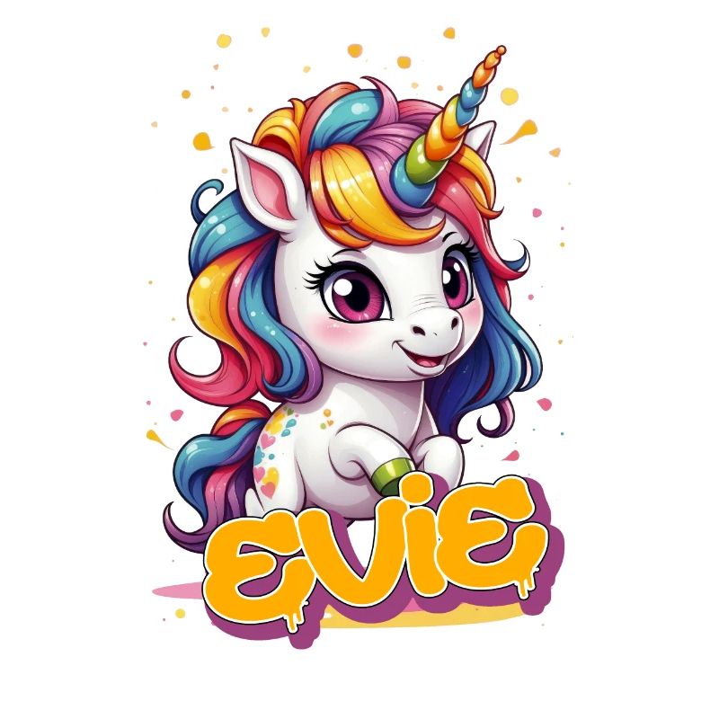 EVIE - Schöner Mädchen Name mit süßem Einhorn