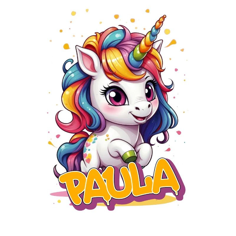 PAULA - Schöner Mädchen Name mit süßem Einhorn