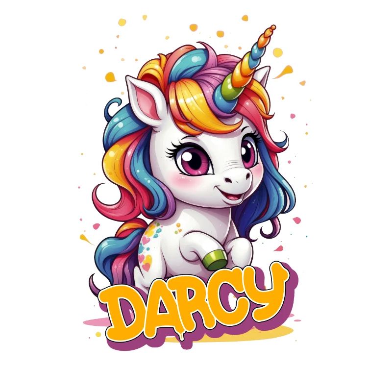 DARCY - Schöner Mädchen Name mit süßem Einhorn