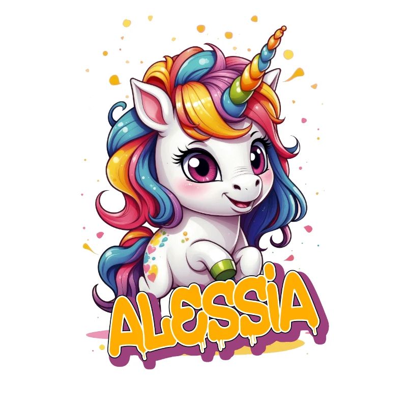 ALESSIA - Schöner Mädchen Name mit süßem Einhorn
