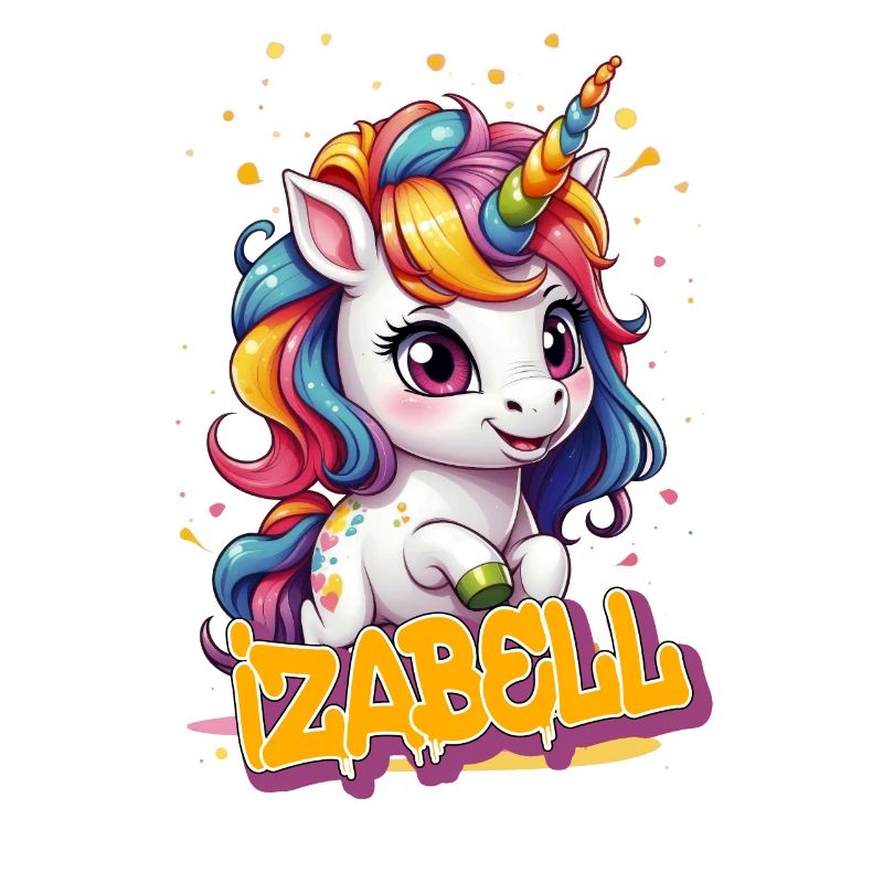 IZABELL - Schöner Mädchen Name mit süßem Einhorn