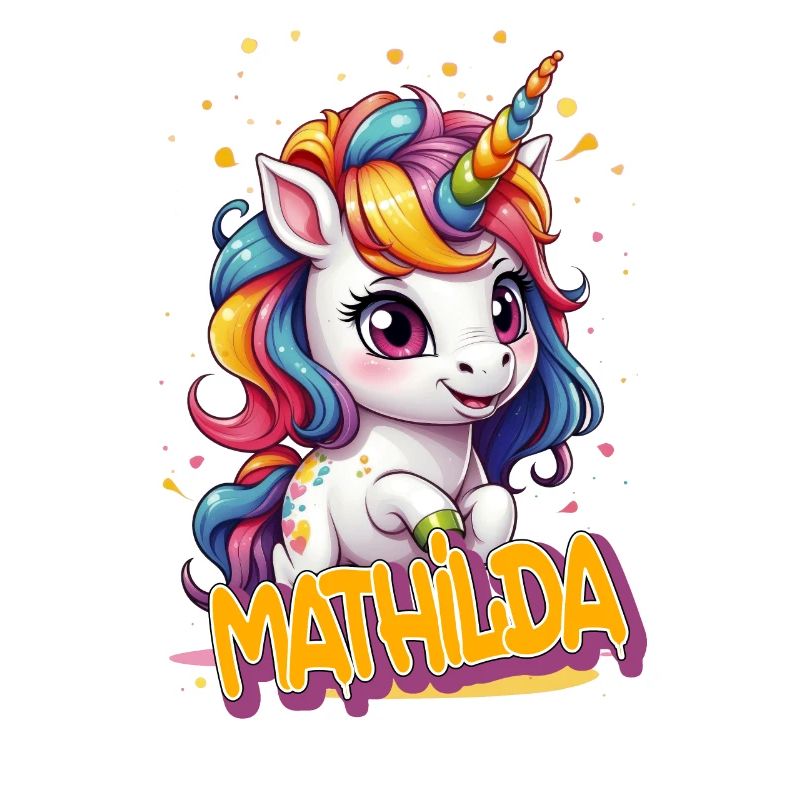 MATHILDA - Schöner Mädchen Name mit süßem Einhorn