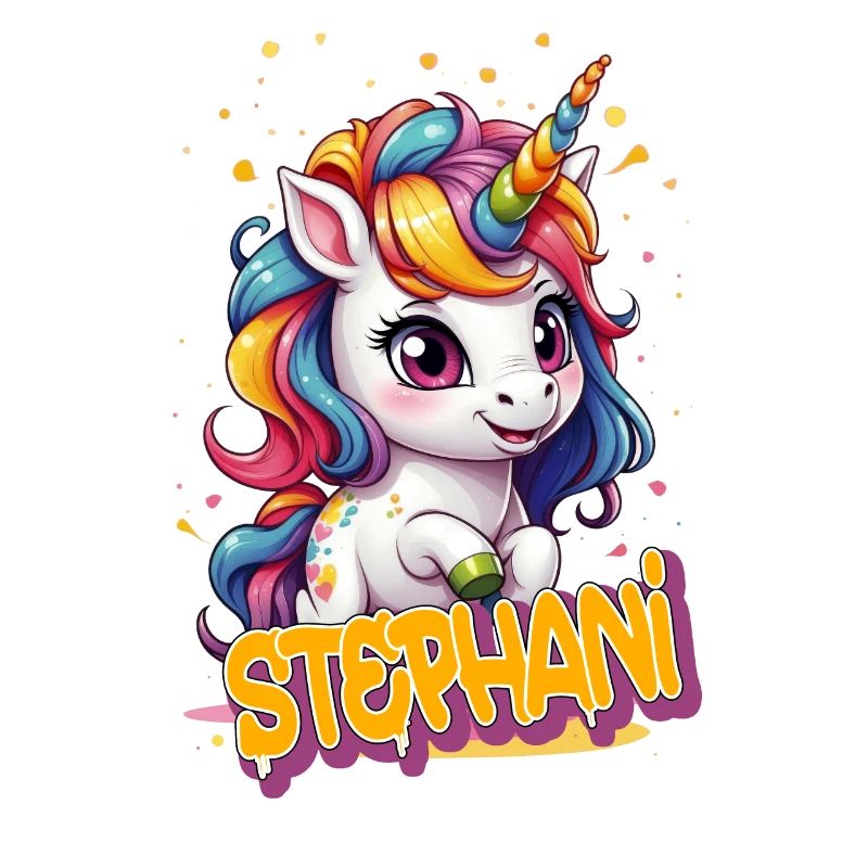 STEPHANI - Schöner Mädchen Name mit süßem Einhorn