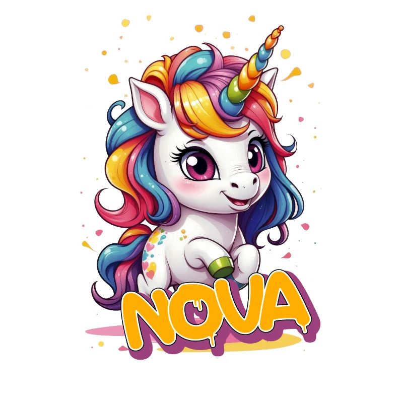 NOVA - Schöner Mädchen Name mit süßem Einhorn