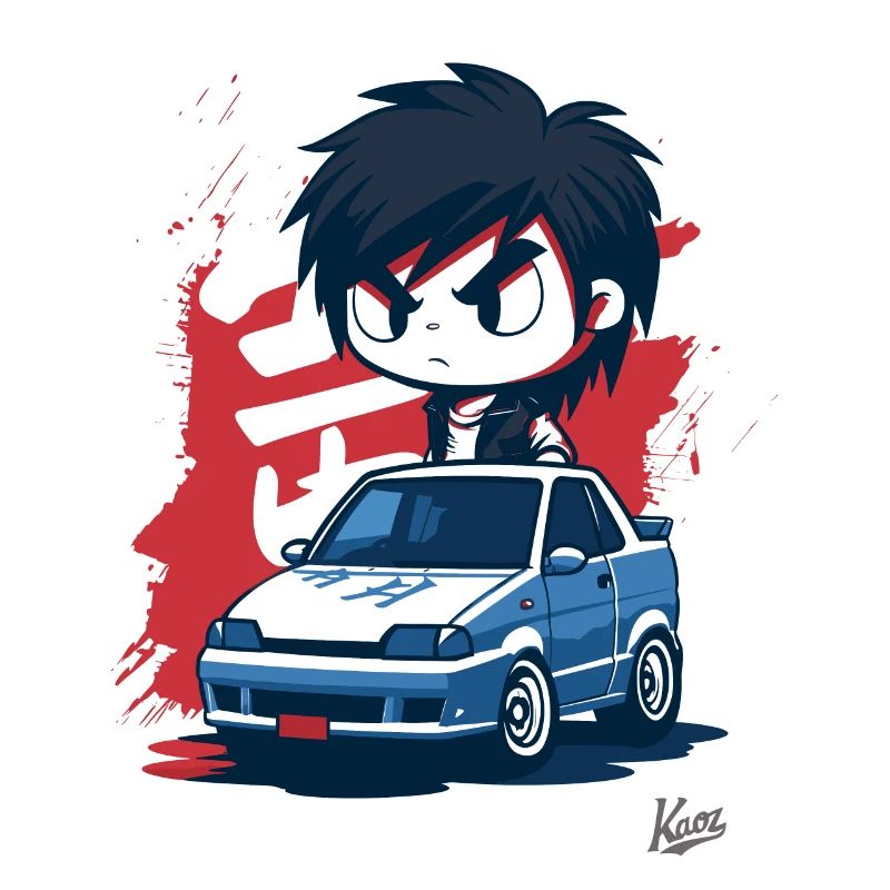 Chibi JDM Straßen-Rennfahrer Junge