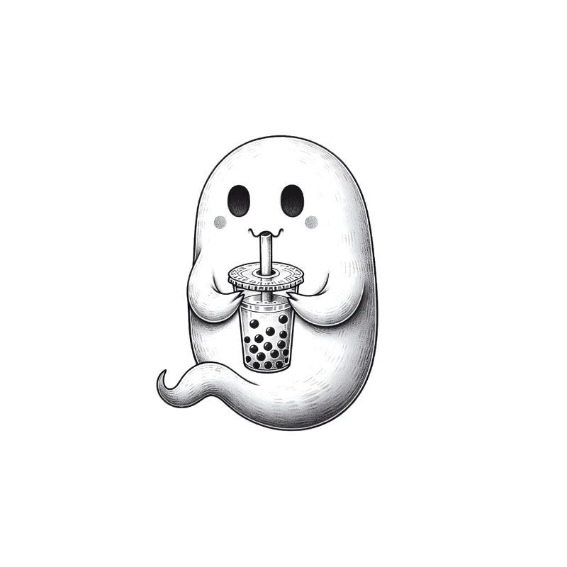 Geist trinkt Bubble Tea