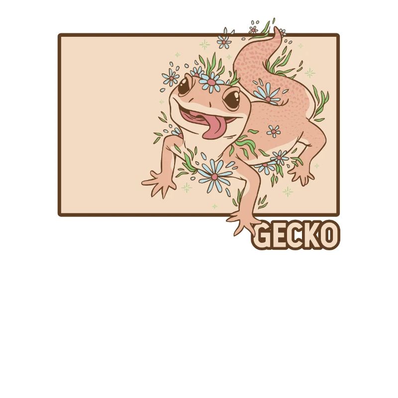 Gecko Doodle Chinese Hanzi Crested Lizard Leopard
