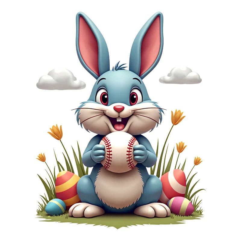 Baseball Happy Eastern Easter Bunny Sport