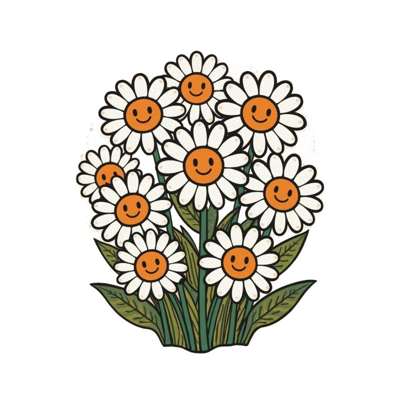 Fröhliche Blumen mit Smileys