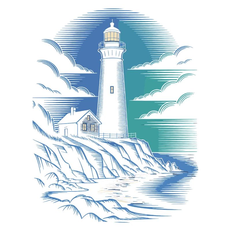 Lighthouse on the rocky coastal path