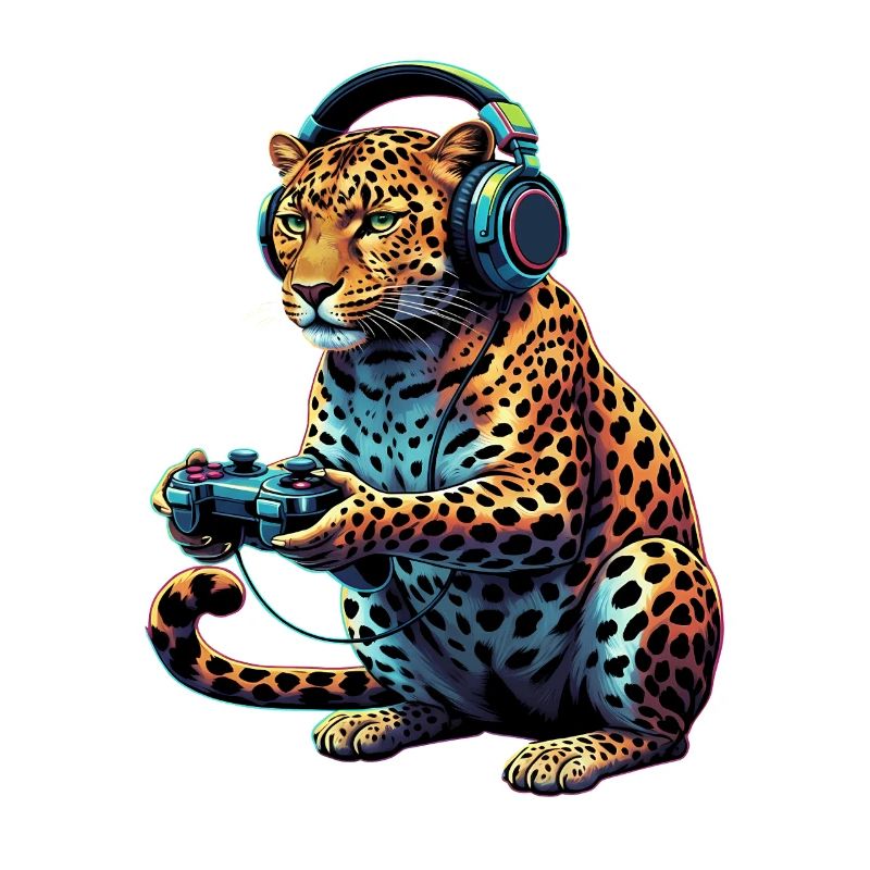 Leopard Gaming Tier Videospiele Lustiger Leopard
