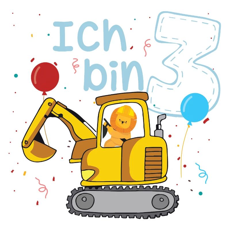 Kinder Geburtstag Geschenk Ich bin 3 - Bagger