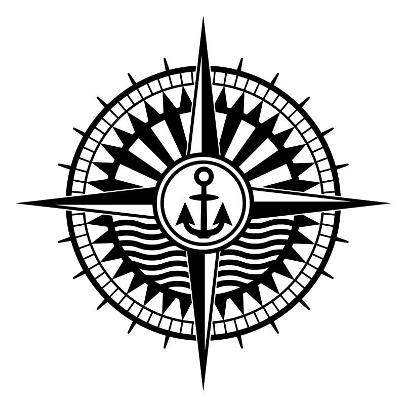Cool seafarer compass with anchor and wind rose