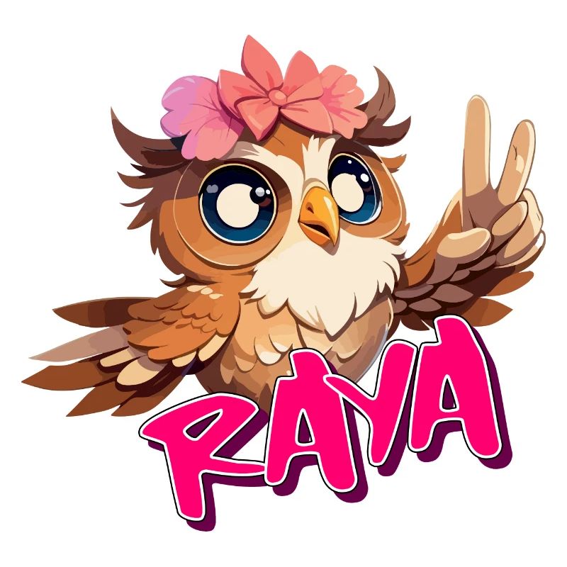 RAYA - Schöner Mädchen Name mit süßer EULE