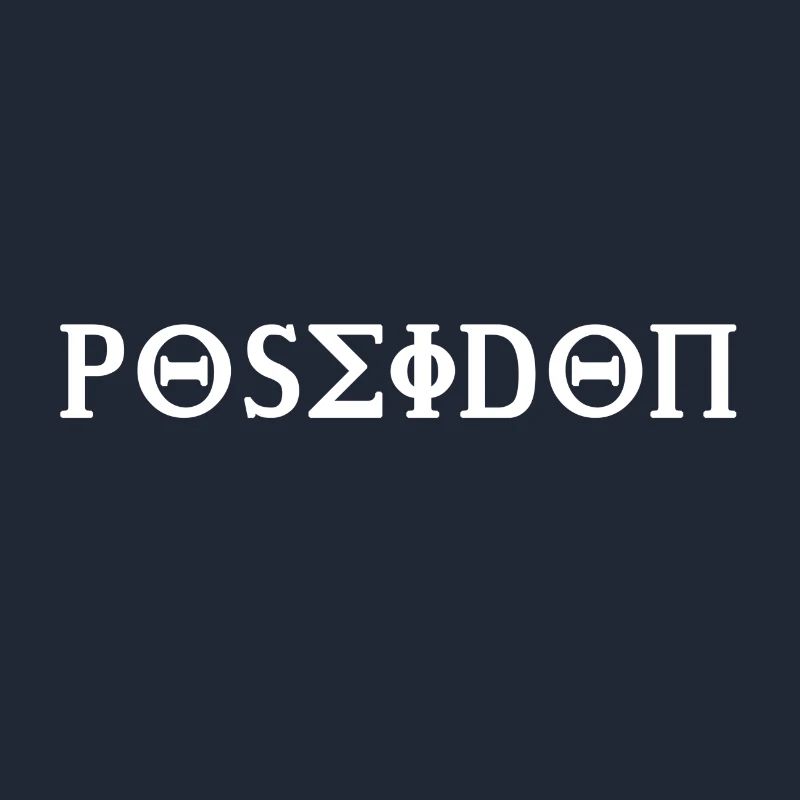 Poseidon design white in Greek script