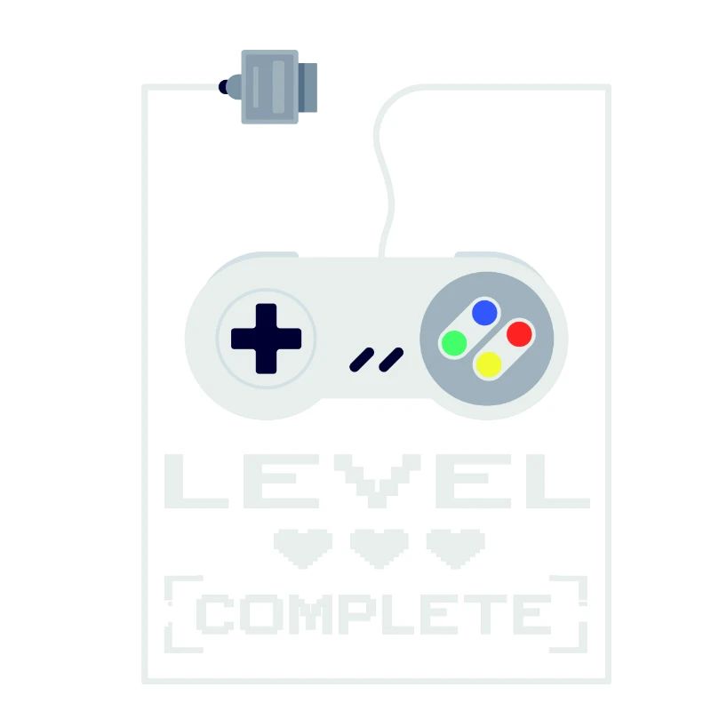 Super NES Controller Level Completed Gaming Design