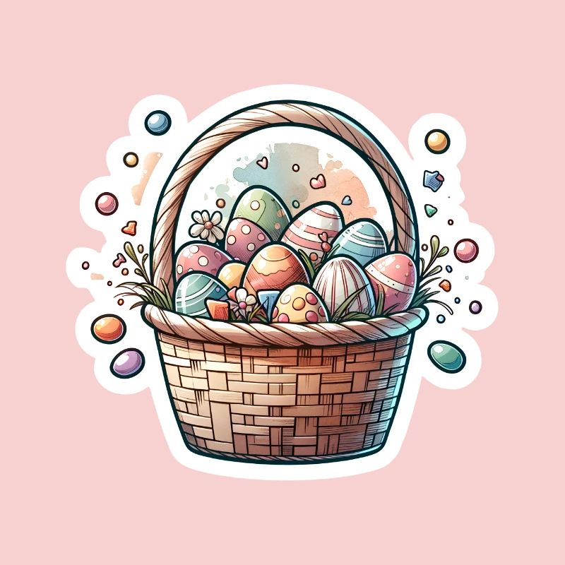 Cute Easter Egg Basket Soft Pastel Color